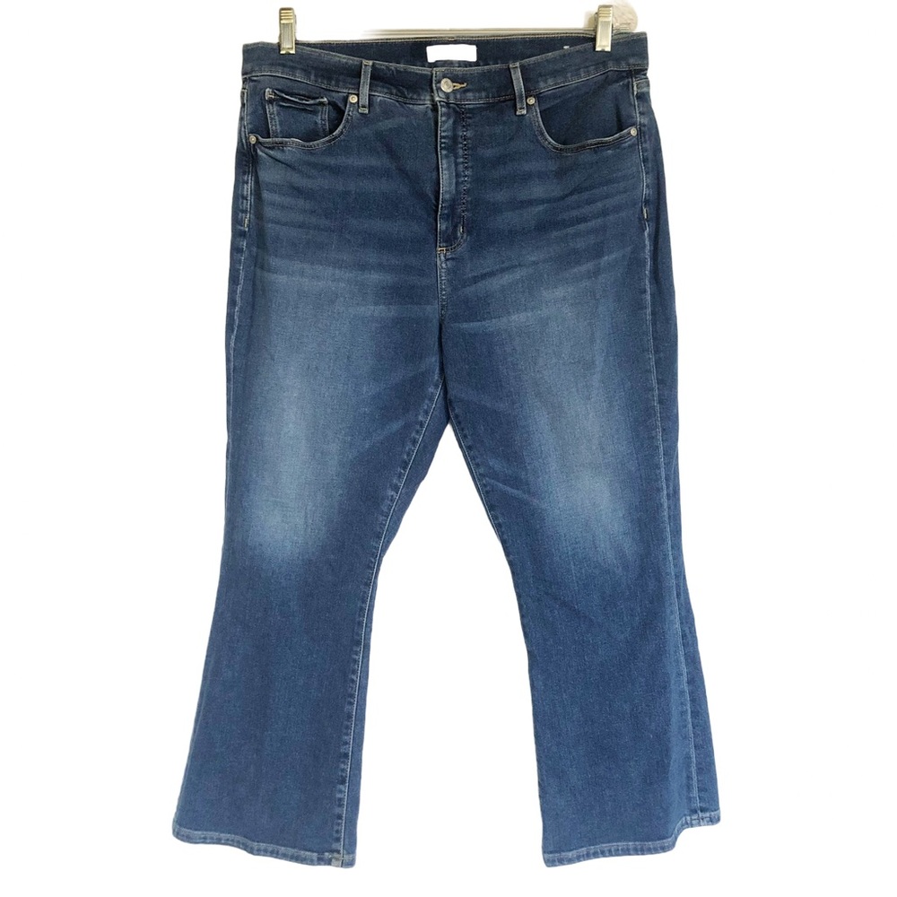 LOFT Kick Crop Jeans Women’s Size 14 32 W High Rise Medium Wash Stretch Denim